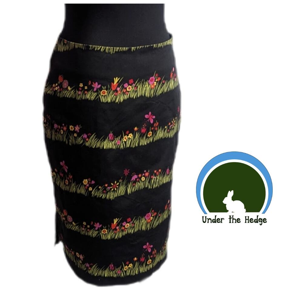 Vtg Madison Studio Black Butterfly Garden Pencil Skirt Sz 4 fairy cottage